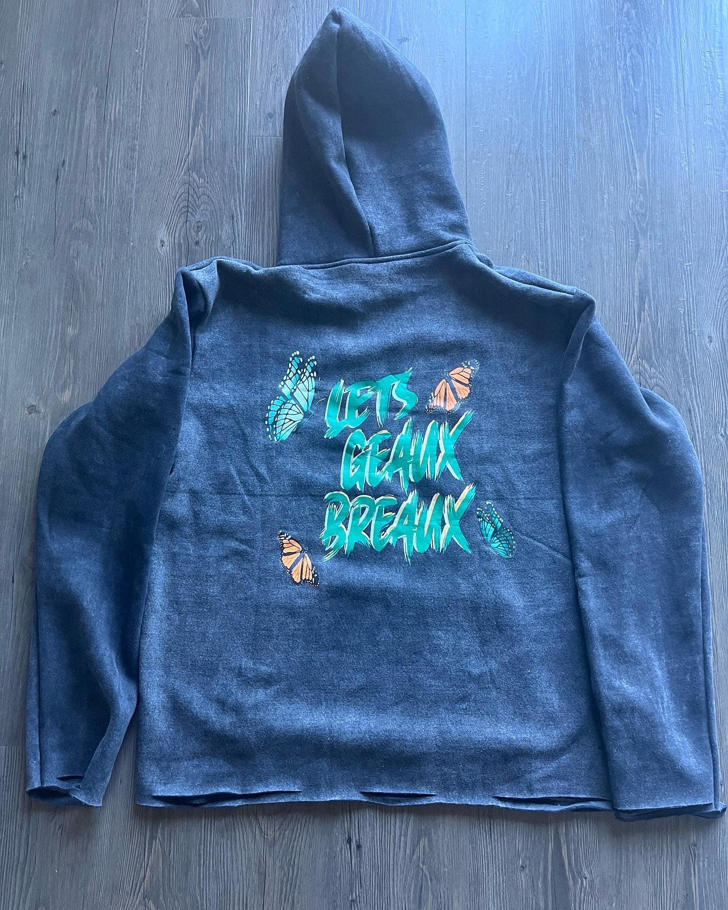 Lets Geaux Breaux Distressed Black Hoodie